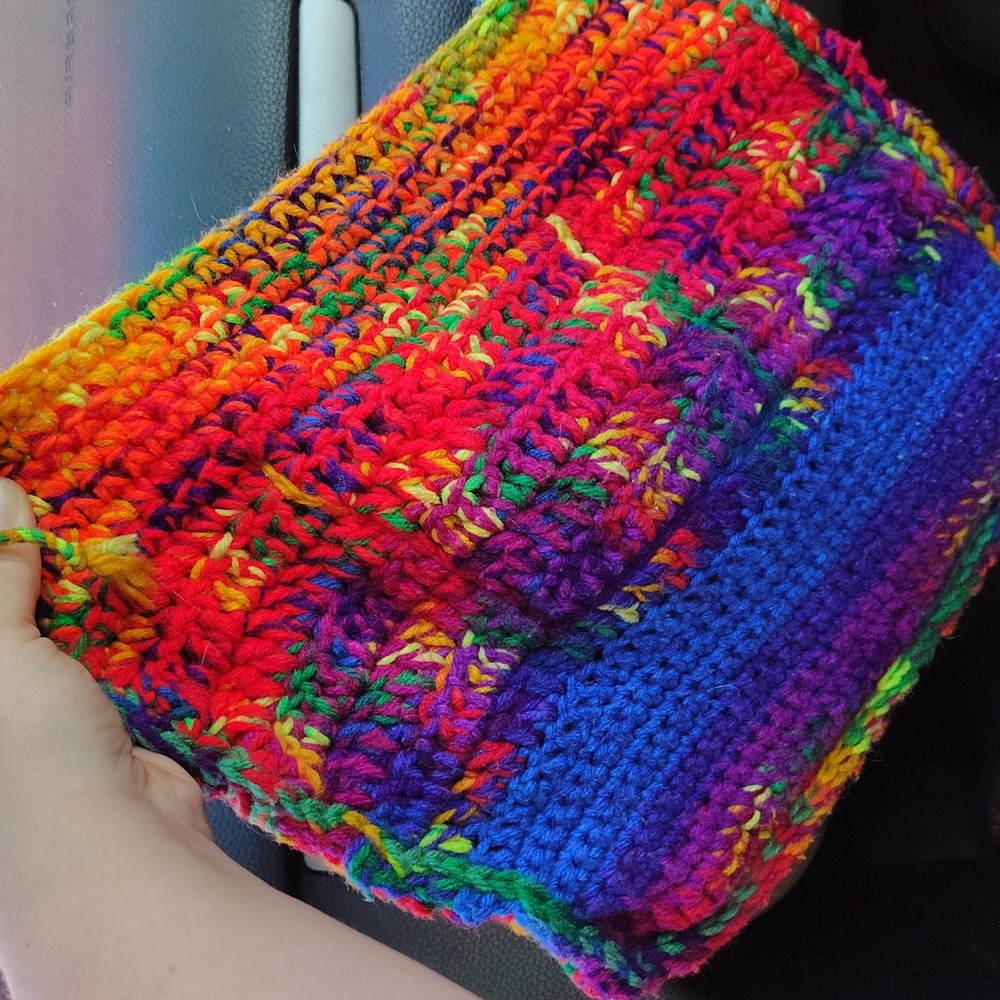 Handmade marled crochet purse